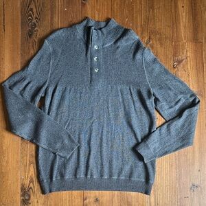 Raffi Shaya Cashmere/Wool/Cotton Sweater Pullover, Charcoal Gray, Size M